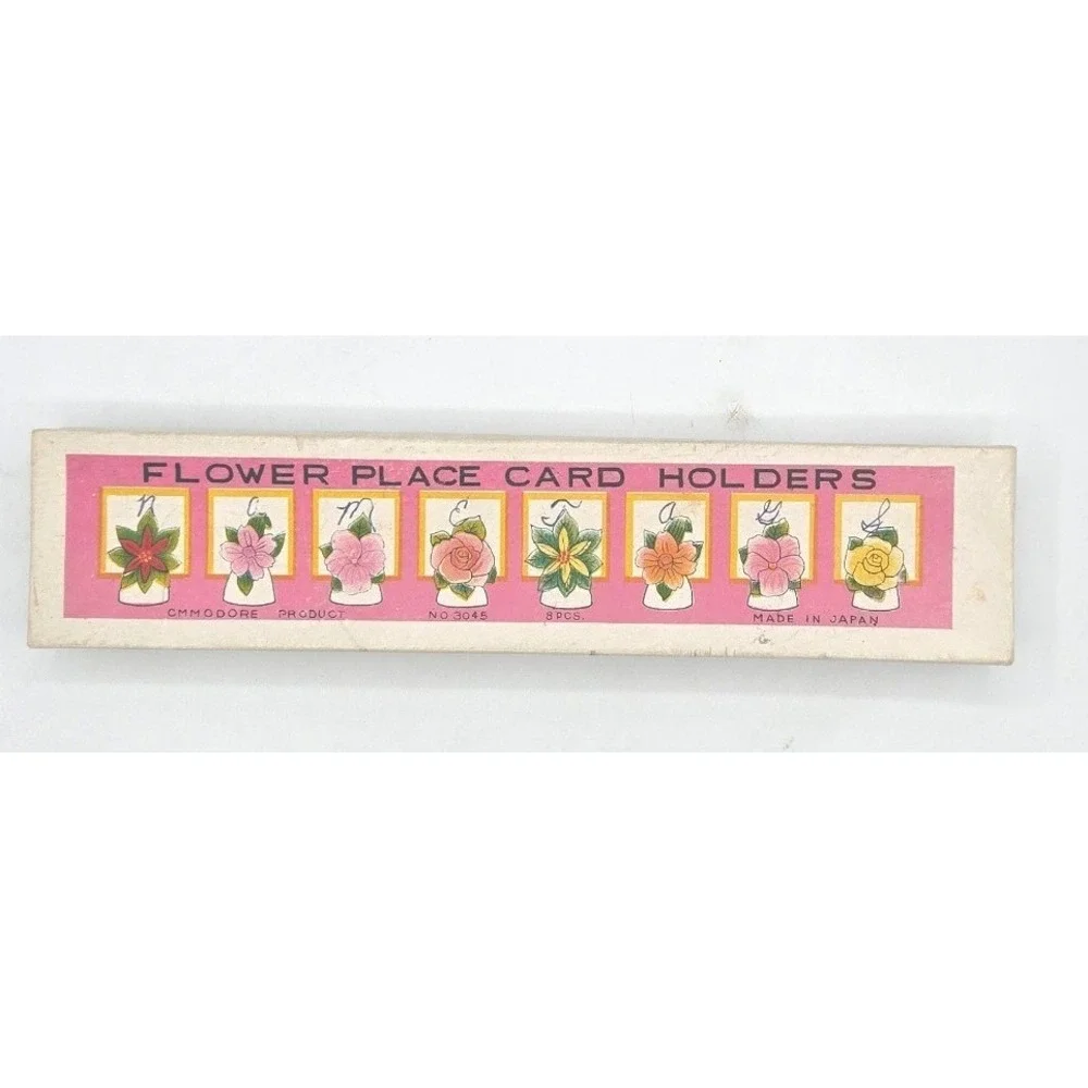 Vintage‎ Flower Place Card Holders Set - Made in Japan